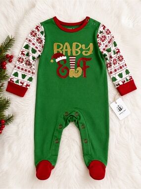 NWT Baby Elf Christmas Footie Sleeper Pajamas 6-9M Holiday Outfit